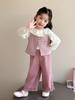 Autumn 2025 Girls' Three-Piece Corduroy Outfit Set