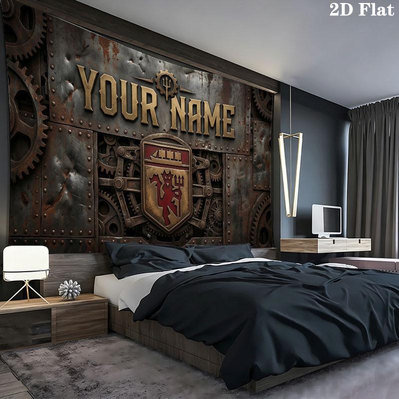 Custom Name,Man Utd Wall tapestry, aesthetic printed fabric blanket, suitable for bedroom, living room, and home decor.
