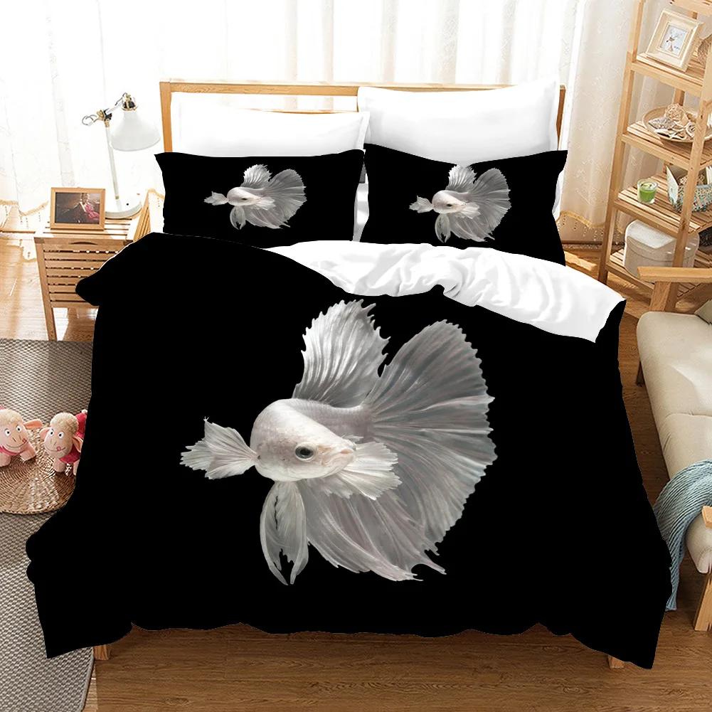 Japanese Duvet Cover Koi Carp Couple Swimming Cherry Blossom Branch Culture Design For Bedroom Decorative Orange Grey Women Men