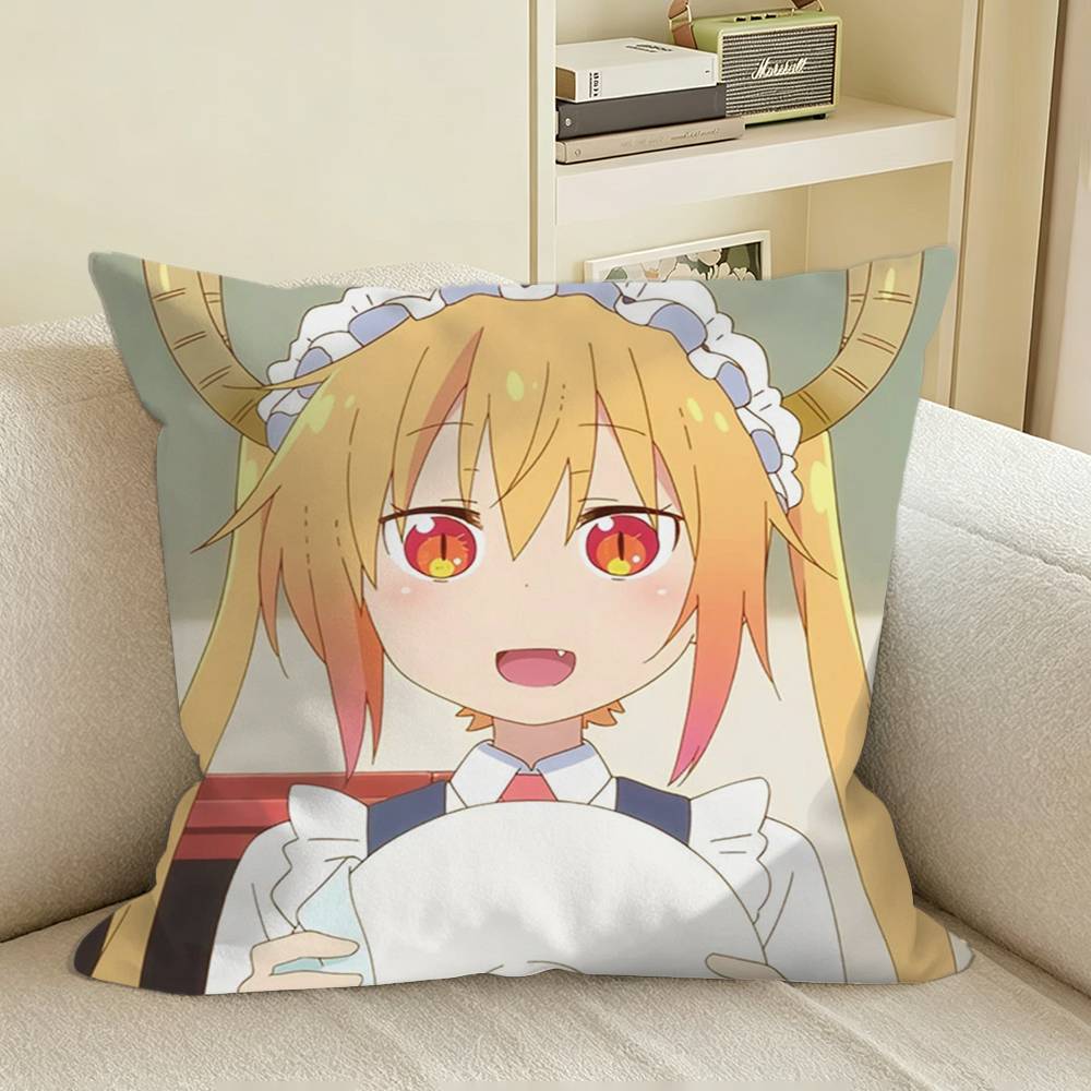 Anime Dragon Maid TTohru Square Sofa Pillow Cover Solid Color Living Room Home Decor Cushion Case
