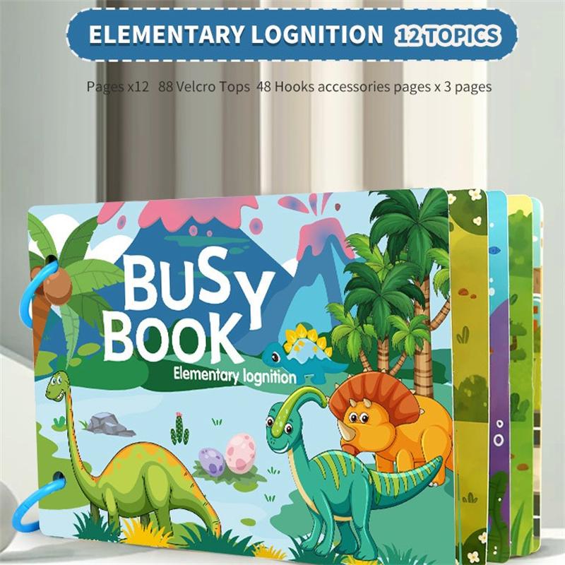 Toddler Busy Book With Velcro, Montessori Busy Book With Sticker, Early Learning Quiet Book For 1-3 Year Olds, Educational Toy