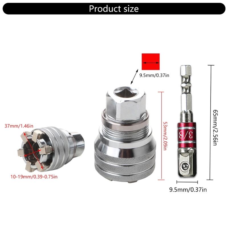 Multifunction Socket Wrench Tool Maintenance Professional Adjustable Socket Wrench Tool for 3/8" Drive Ratcheting Torque