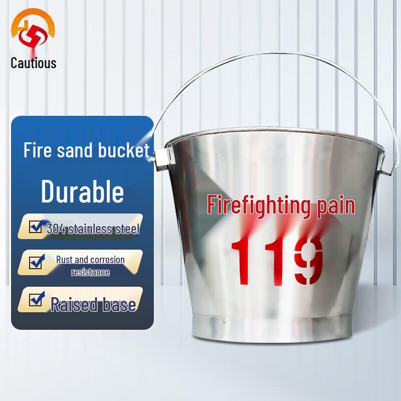 304 Stainless Steel Half-Round Fire Sand Bucket