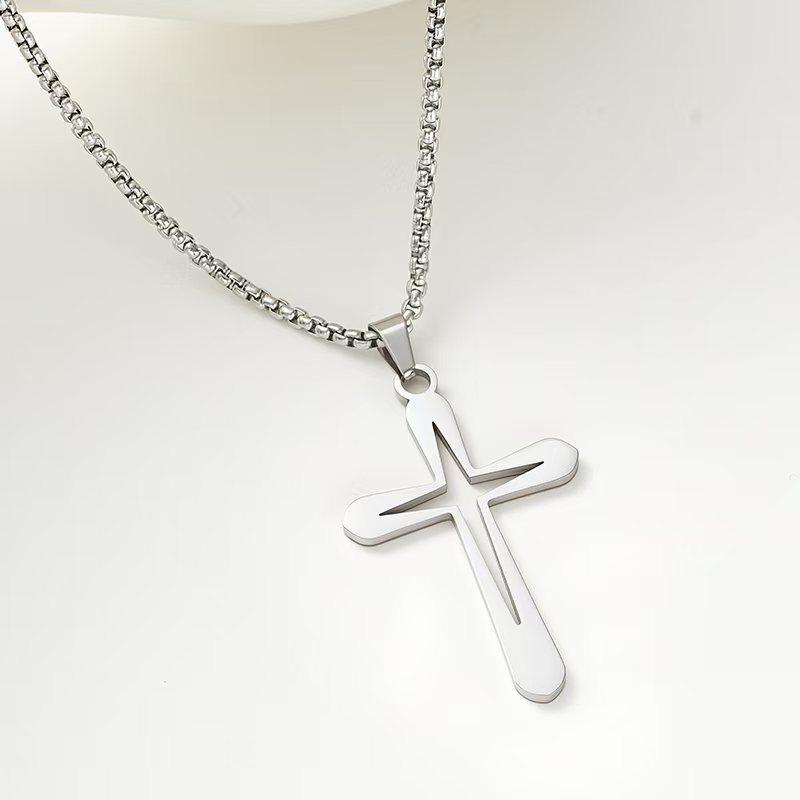 Hollow Cross Fashionable Simple Glossy Cross Necklace Pendant