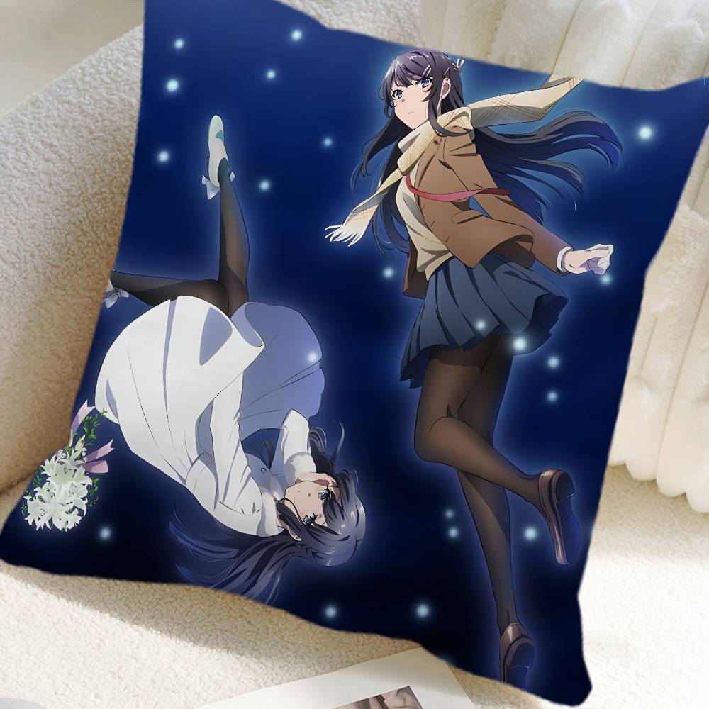 Anime Seishun Buta Yaro Black Stockings Pillow Case Square Pillow Bedroom Sofa Leisure Comfort Cushion Car Home Decoration