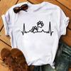 Fashion Women T-Shirt Cartoon Tee Shirts Watercolor Heart Dog Paw T Shirt Harajuku Tops Tee Short Sleeve Cute Female Tshirts Tee