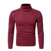 Men's High Neck Fleece Sweatshirt - Solid Color Autumn/Winter Pullover Base Layer T-shirt