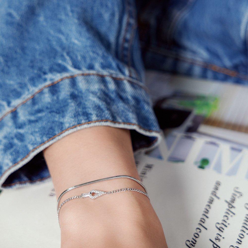 Geometric Cubic Zirconia 925 Silver Bracelet B059-02H