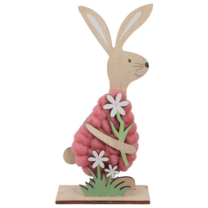 Easter Bunnies Wood Sculptures Rabbit Figurine Rabbit Sculpture for Elegant Homes Decoration and Celebration Displays