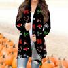 Women's Christmas Print Irregular Long Sleeve Cardigan With Pocket Jacket