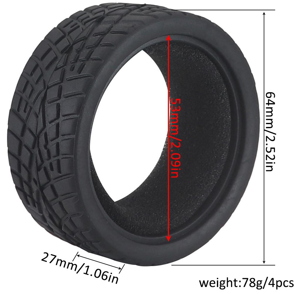 1:10 On-road Car Tires 63-68mm High Grip Rubber Tyre Hot Melt Tire Hsp 94123 Hpi Himoto Fw06 Tt01 Abrasion Resistant Racing Car