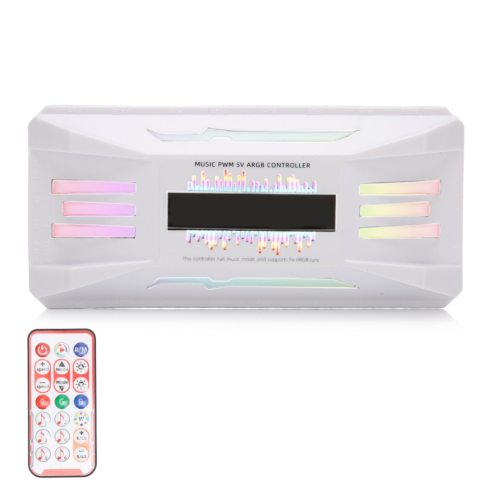 

PWM контроллер температуры вентилятора белый пульт дистанционного управления поддержка 8x4pin 10x5V 3pin ARGB компьютер RGB