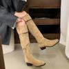 Long Boots Women's Long Tube High Tube 2026 British Style Versatile Interior Height Increasing Square Headed Knight Boots