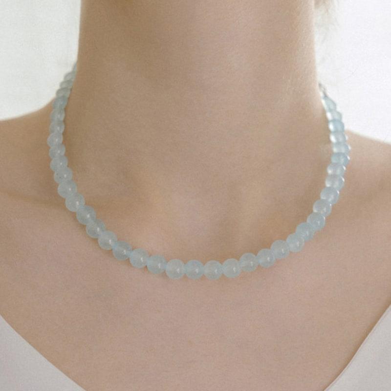 

HAS HLD012 Blue jade bead Necklace Blue