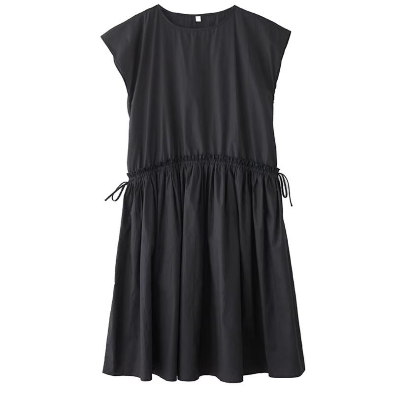 XITAO Pleated Drawstring Loose Dress ZMY1310