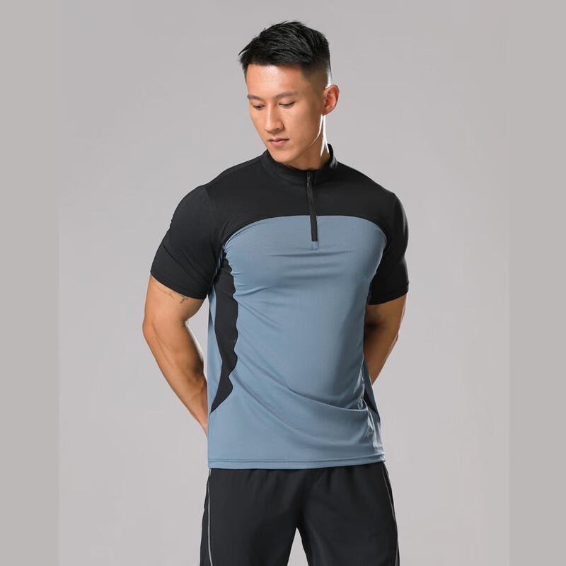 OEING Men's Half-Zip Quick-Dry Running T-Shirt