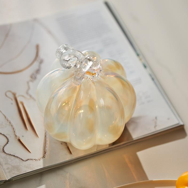 Glass Handicrafts Simulated Pumpkin Gradient Colored Glass Pumpkin Plant Ornaments Decorative Figurines Home Decoration