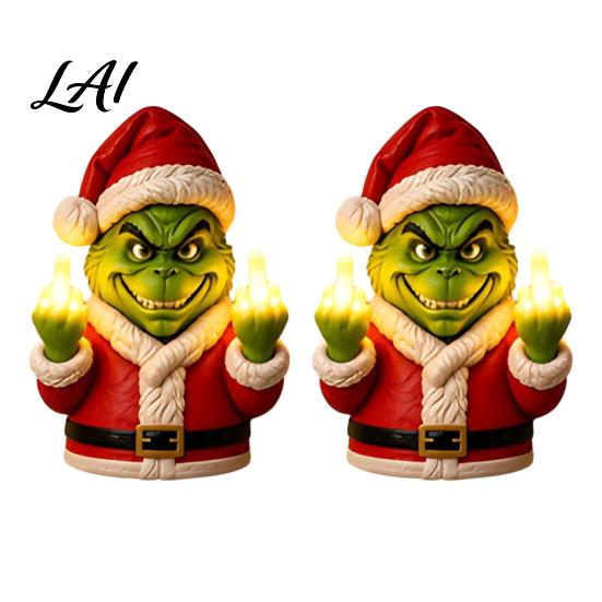 Funny Gesture Bedroom Decor Christmas LED Finger Lighted Middle Wall Decor Sculpture Humorous Home Decorations Battery Operated Holiday Decoration