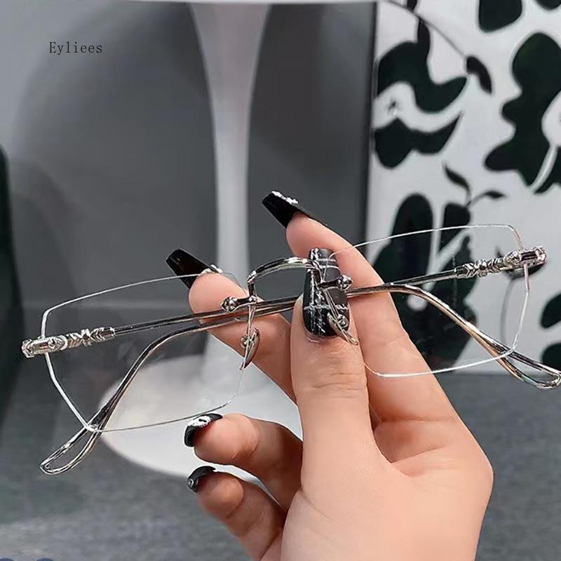 Men's Frameless Myopia Glasses Ultra Light Anti Blue Light Finished Eyewear Metal Frame Near Sight Eyeglasses Diopter 0 To -4.0