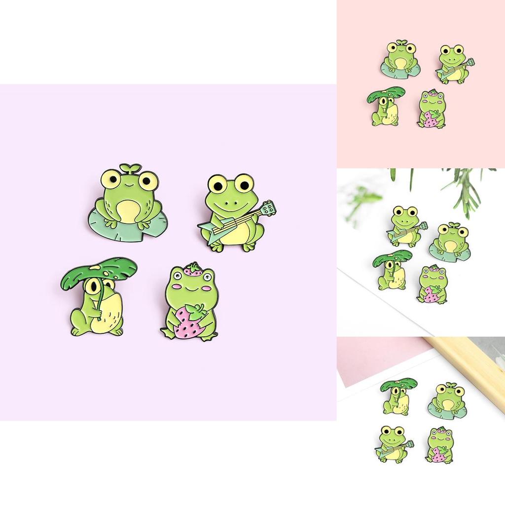 Adorable Cartoon Frog Musical Themed Cute Alloy Brooch Pin For Unisex Accessories