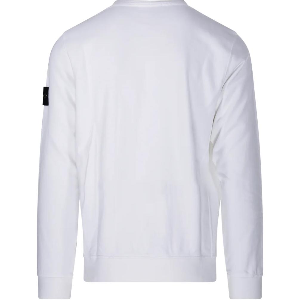 Stone Island Fleece Garment Dyed Crewneck White Men Streetwear 811562420-V0001