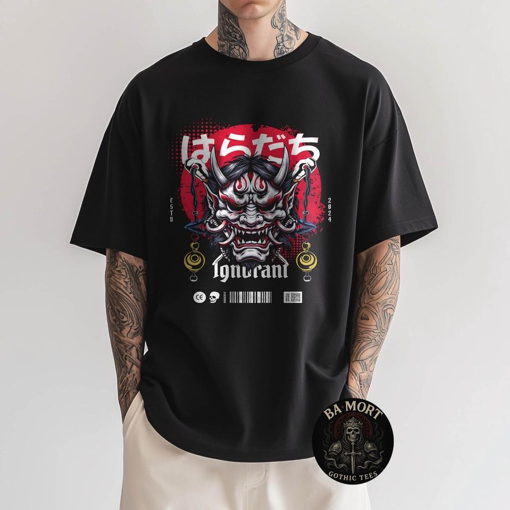 Angry Oni Mask Japanese Demon Streetwear TShirt Unisex T-Shirt L