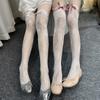 Lace Thigh High Socks With Rose Pattern Hollows Out Design Breathable Over Knee Stockings For Women Comfortable Polyester
