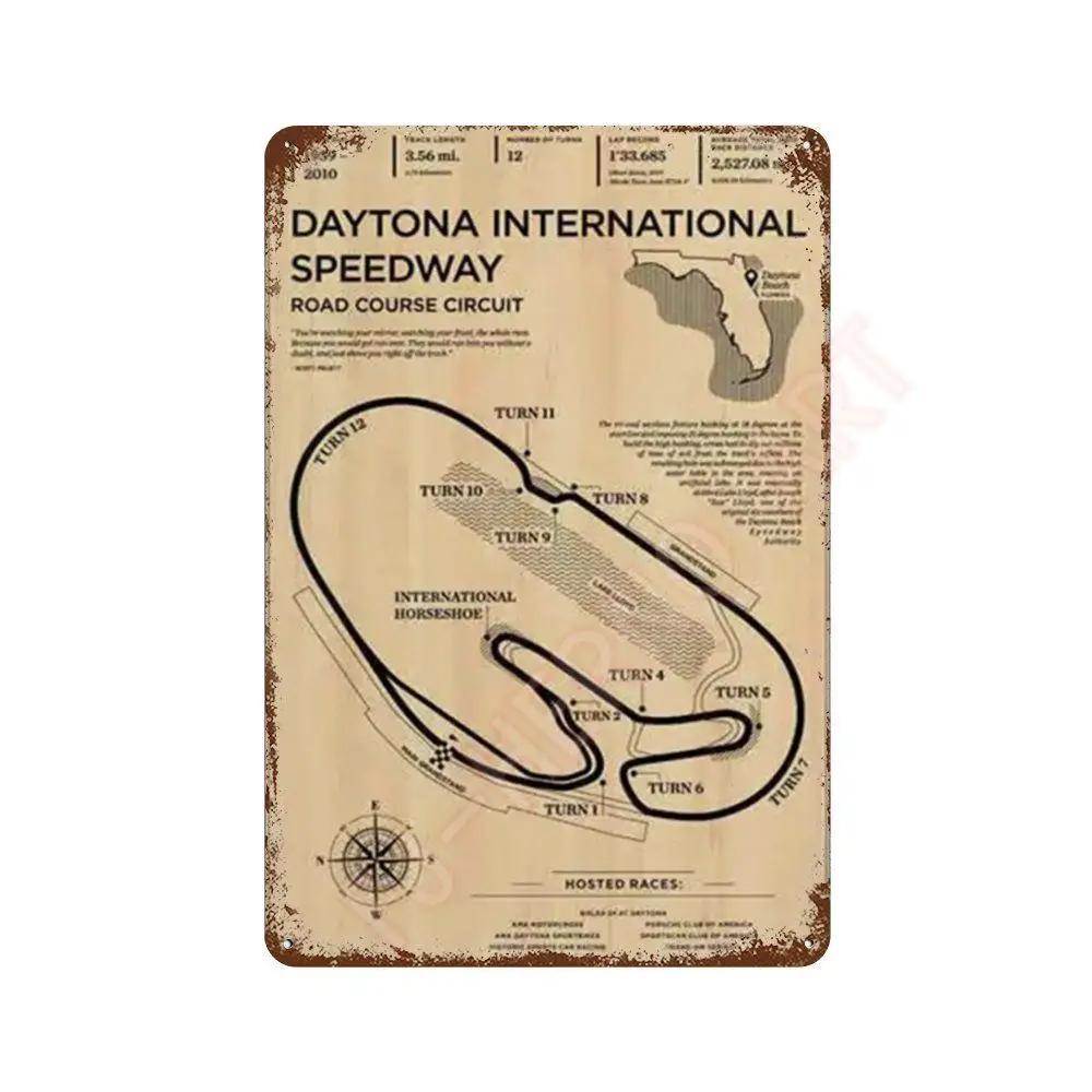 Vintage F1 Formula Racer Poster Metal Tin Sign Plaque Aesthetics Racing Monaco Grand Prix Circuit Track Wall Art Home Room Decor