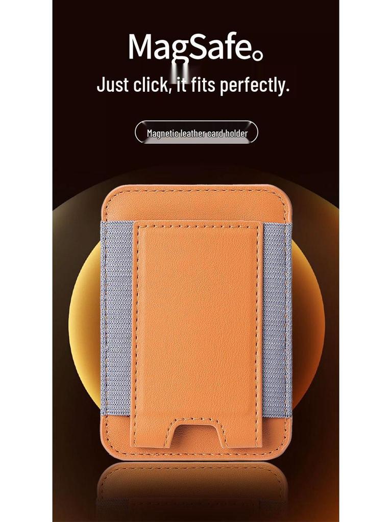 MagSafe Kompatibler iPhone 12/14 Pro Leder-Kartenhalter mit elastischem Band