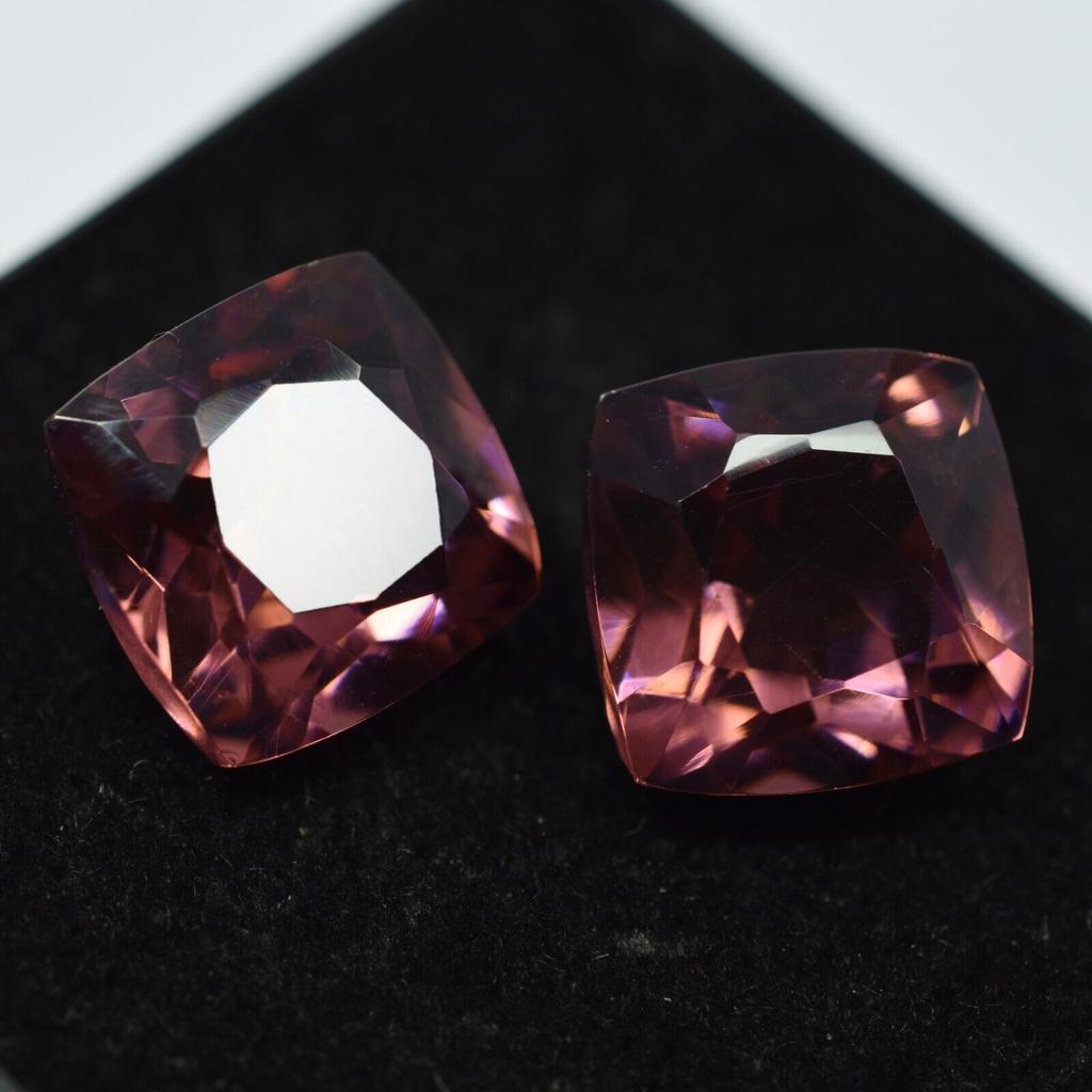 Natural Padparadscha Sapphire 16 Ct Square Cushion Pair Certified Gemstone
