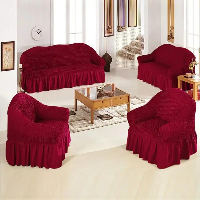 Fabric Skirt 1/2/3/4 Seater Sofa Cover 90-360cm Full Package Single Universal Elastic Sofa Slipcovers French Rustic Four Seasons