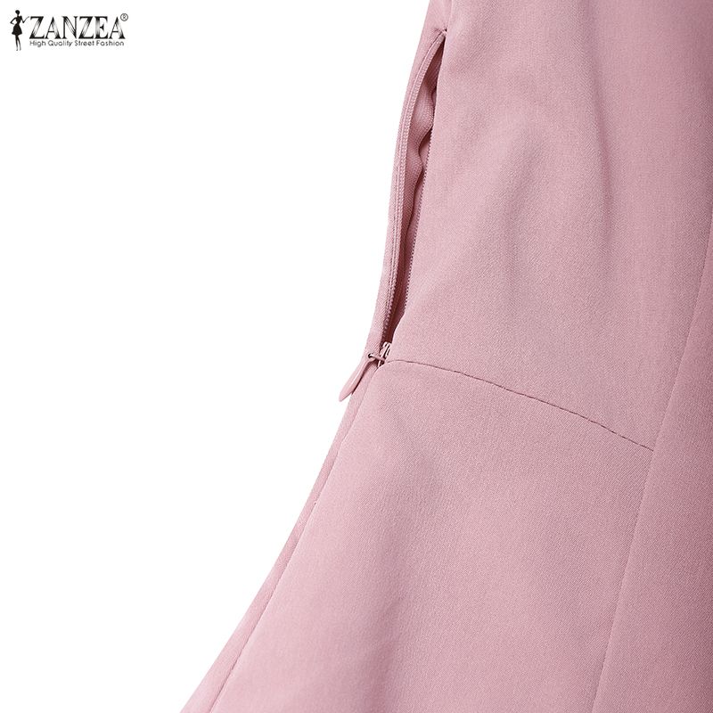 ZANZEA Women V-Neck 3/4 Sleeve Loose Casual Dress