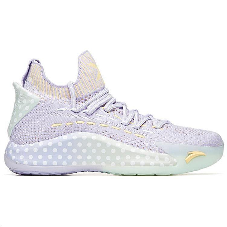 Anta Pechoin X  Shock Absorbing Non-Slip Durable Mid-Top Basketball Shoes Women Basketball Shoes Purple Green 122021102-3