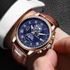 LIGE Men Quartz Wristwatch Gentleman Business Men Watches Leather Strap Watch for Men Luminous Chronograph Date 24 Hours Clock