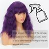 XINRAN Dark Purple Women Fashion Shoulder Length Wavy Bob Wig with Bangs Synthetic Fiber Daily Wear Cosplay Short Wavy Wig