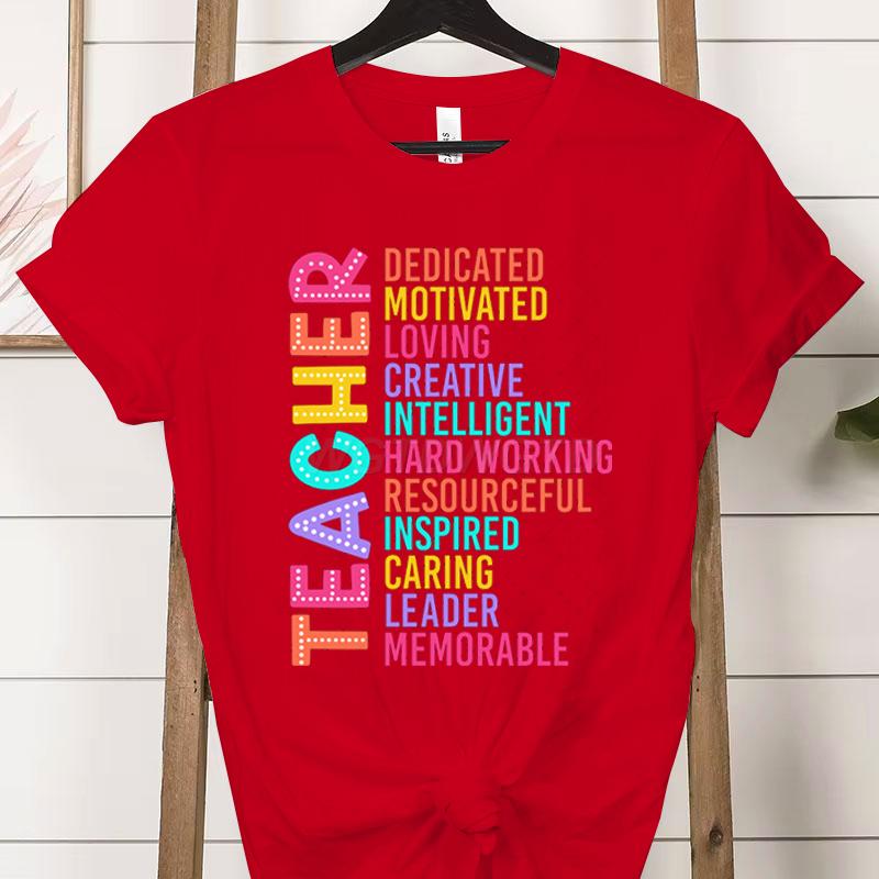 Colorful Teacher Acronym TShirt Teacher Life Print Classic Tops Motivational Tee for Educators Teachers Unisexs Womens Clothing
