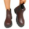 Women's Leather Boots with Heel and Round Toe for Winter