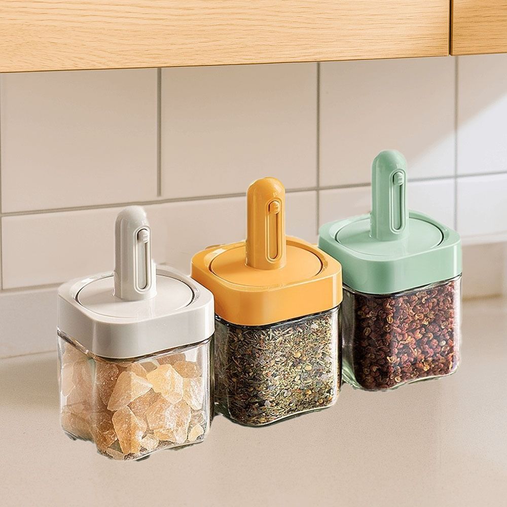 3Pcs Leakproof Glass Seasoning Bottle Moisture-Proof Spice Jar Portable Salt Container  for Home