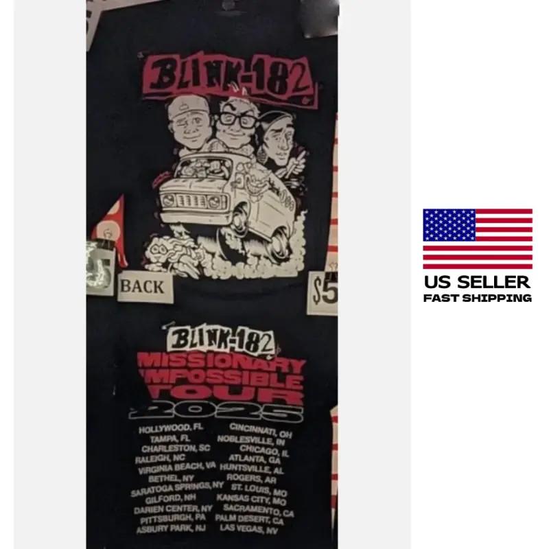 

New Blink 182 Mission Impossible Tour 2025 Merch Two Sides Reprint Unisex T-Shirt XXXL