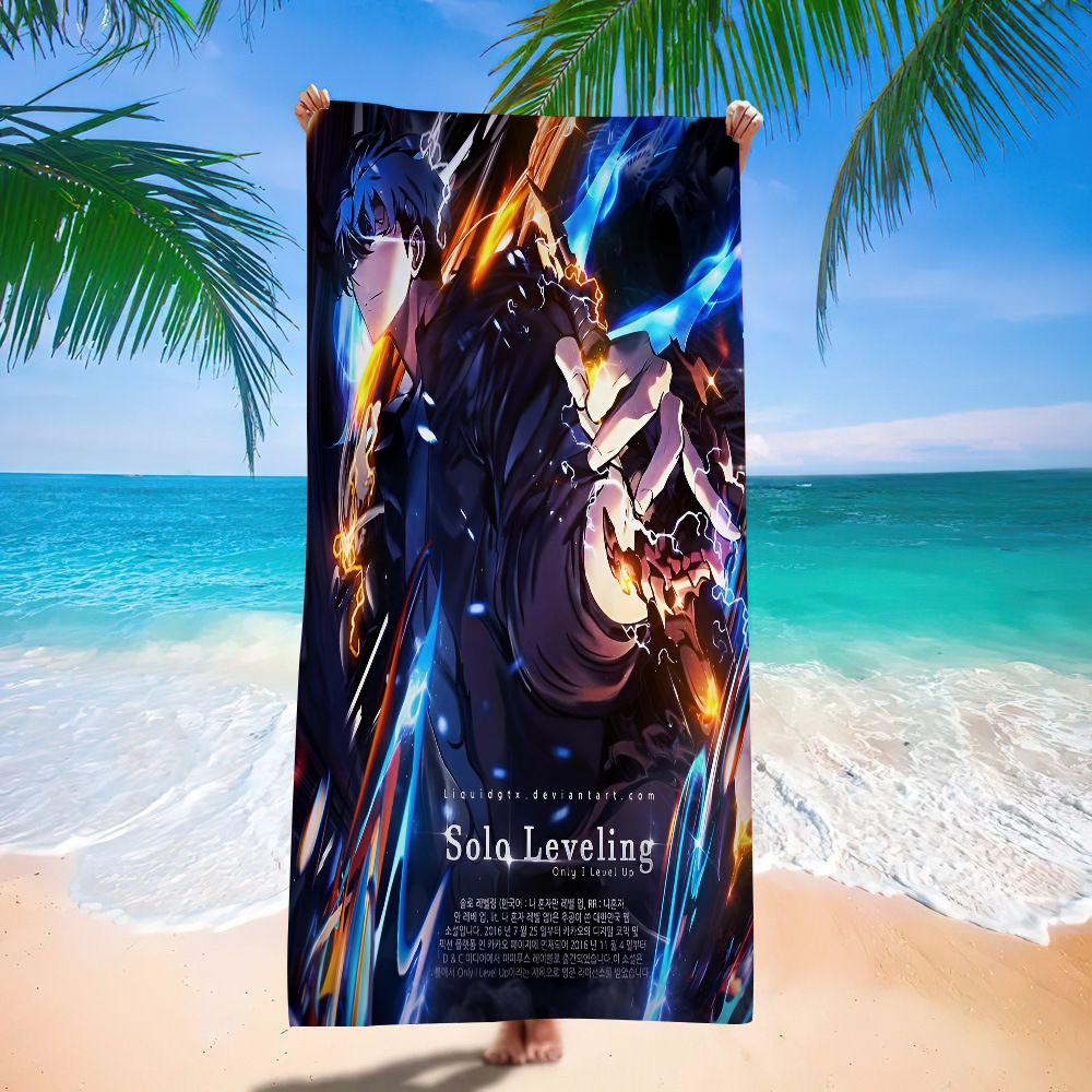 Anime Solo Leveling Microfiber Beach Towel Absorbent Quick Dry Soft Yoga Swimming Resort Mountain Climbing Towel