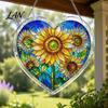 Colorful Pattern Wall Hanging Acrylic Puzzle Suncatcher, Window Pendant, Heart Shape Stained Glass Realistic Effect Style Sun Catcher Decoration,