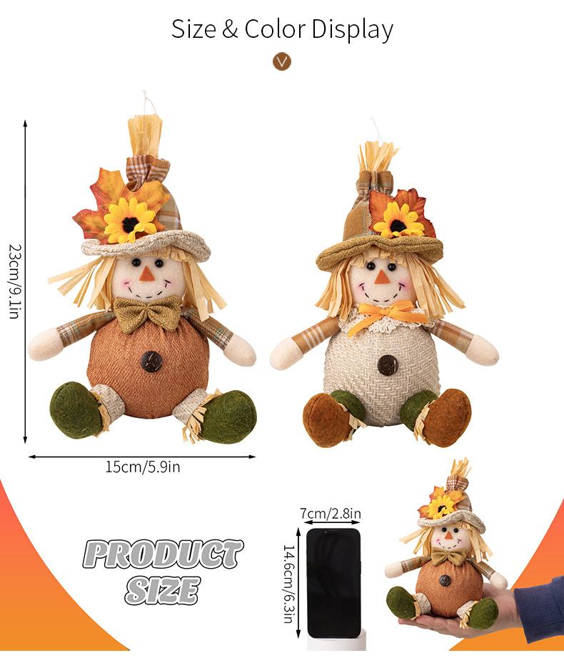 Thanksgiving Scarecrow Doll Decor Autumn Harvest Season Fall Plush Ornaments Halloween Decoration For Garden Farmhouse Party 1PC