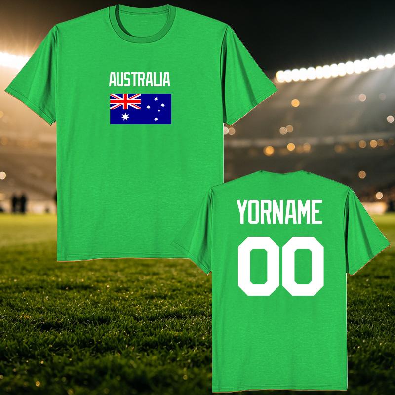 Australia National Football Custom Name Number T Shirt Unisex Personalized Diy 2026 Football Tour Match Day Fan Streetwear Tee