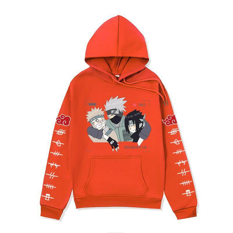 Mens Naruto Anime Hoodie Winter Fleece Lined Oversized Cotton Blend Sweatshirt Teens Casual Streetwear
