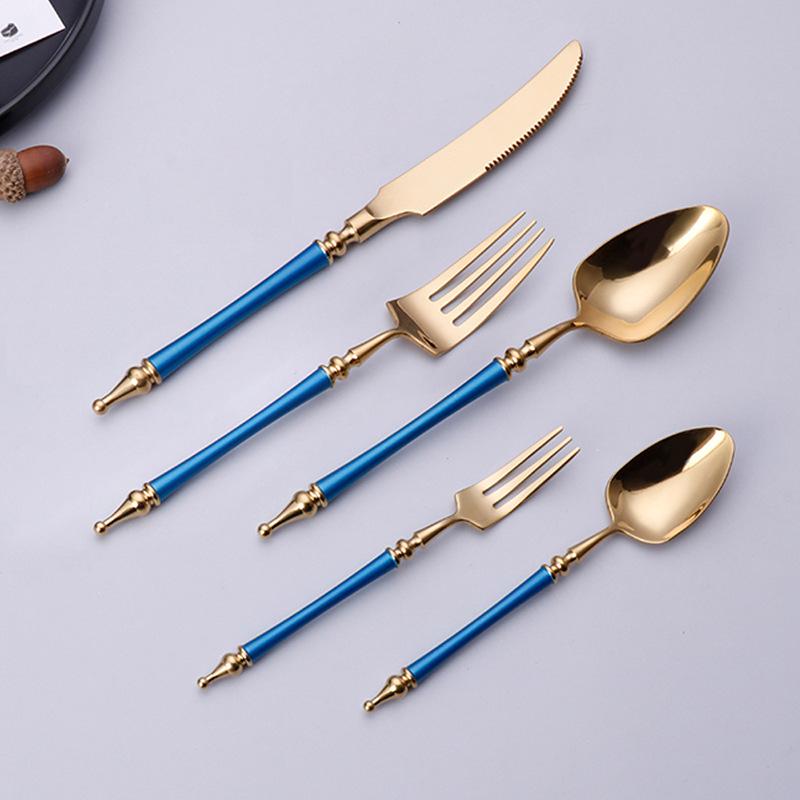 304 Stainless Steel Western Cutlery Set: Knife, Fork, Spoon, Coffee Spoon, Roman Column Design, European Style, 4-Piece