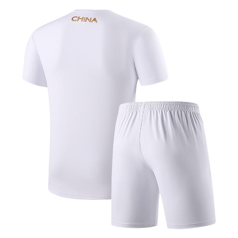 Unisex Quick-Dry Training Uniform: Summer Chinese Team Short Sleeve T-shirt & Shorts Set for Athletes and Parent-Child Wear