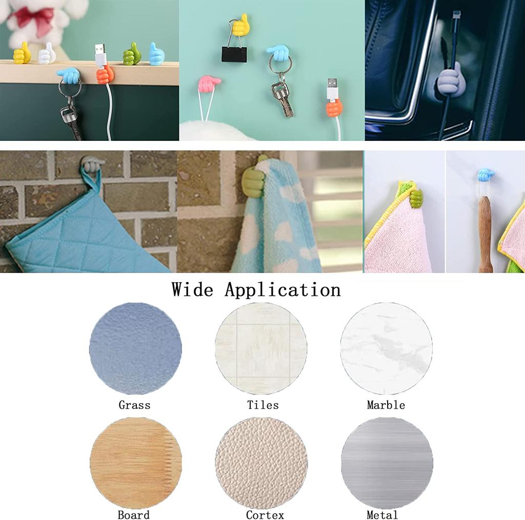 10pcs Silicone Thumb Wall Hook Multi-function Self-Adhesive Cable Clips Cable Organizer Clips Key Hanger Creative In Office Home