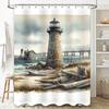 High-quality waterproof shower curtain featuring a lighthouse design for bathroom decor modern style home accessory with durable