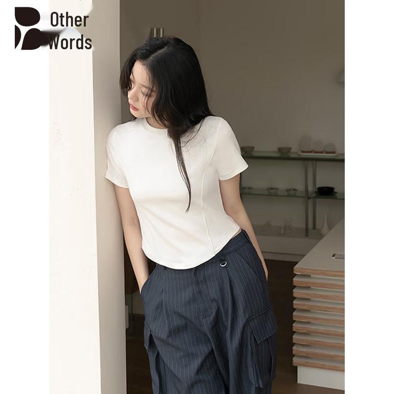 Women's Straight Shoulder Slim-Fit Round Neck Short Sleeve T-Shirt