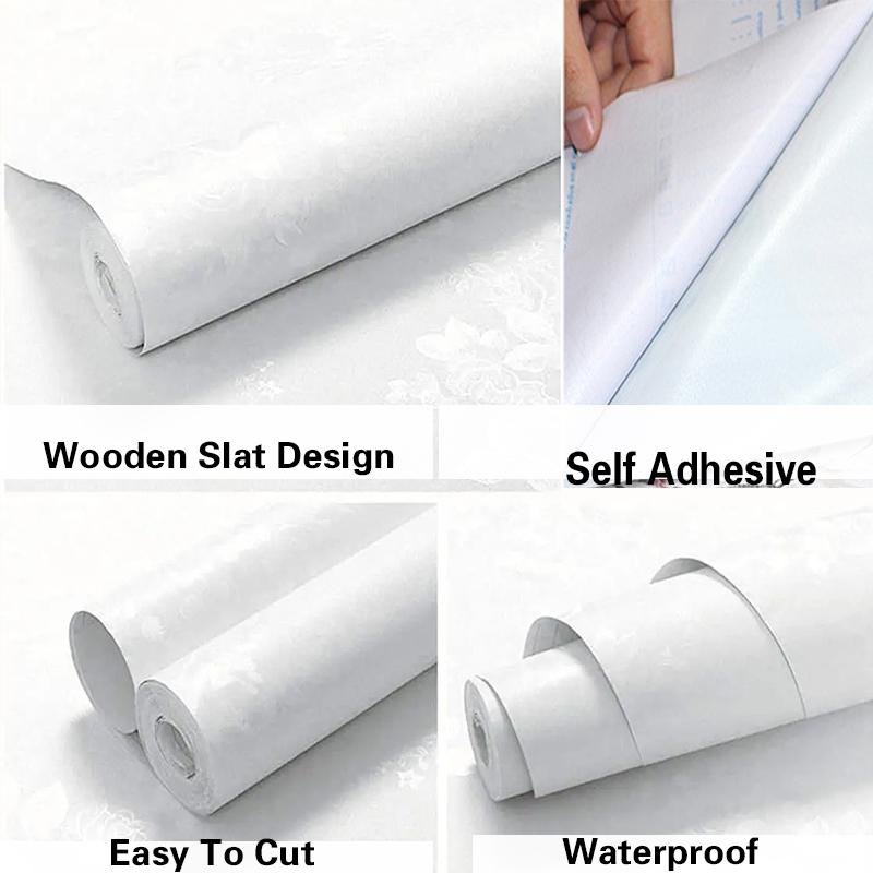 Λευκό τριαντάφυλλο 3D μονόχρωμο σχέδιο ταπετσαρία βινυλίου αυτοκόλλητο ρολό για τοίχο φόντου υπνοδωματίου φιλμ τοίχου υπνοδωματίου διακόσμηση σπιτιού